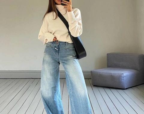 Джинсы недели широкие и грубые wide leg для брутального образа