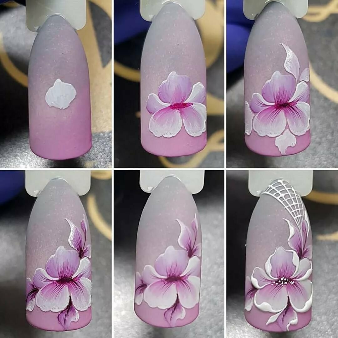 Как рисовать цветы на ногтях гель лаком