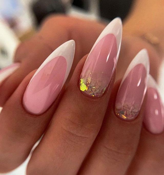 Френч розовых оттенков на длинных ногтях 45+ фото