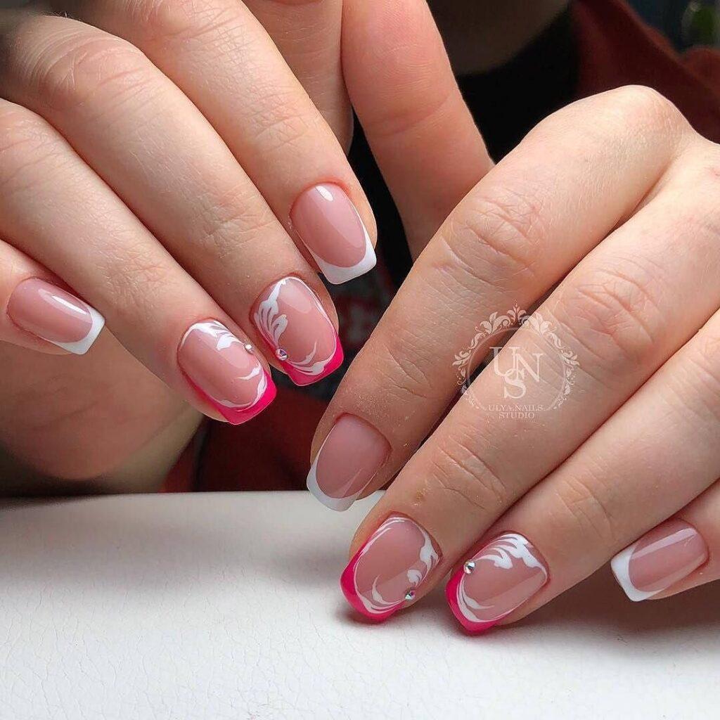 Розовый французский маникюр на короткие ногти (60+ фото)