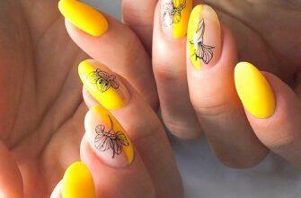 Самые модные оттенки жёлтого в маникюре Яркий жёлтый дизайн ногтей