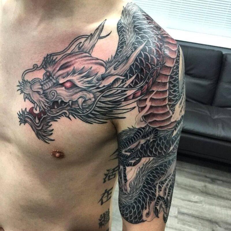 Эскизы мужских татуировок со смыслом Дракон