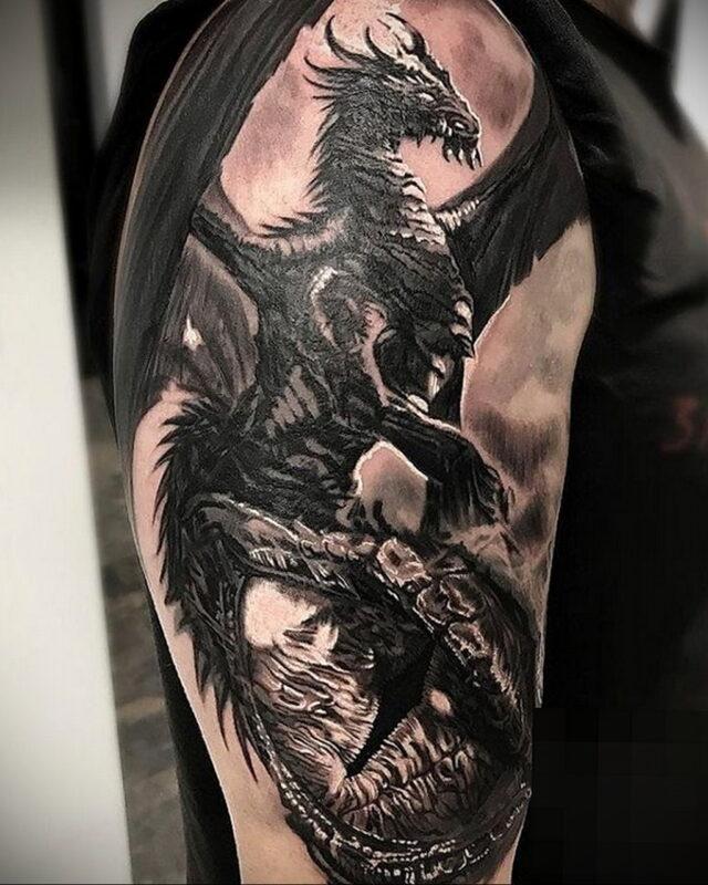 Эскизы мужских татуировок со смыслом Дракон