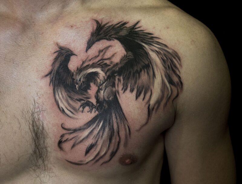 Эскизы мужских татуировок со смыслом Феникс