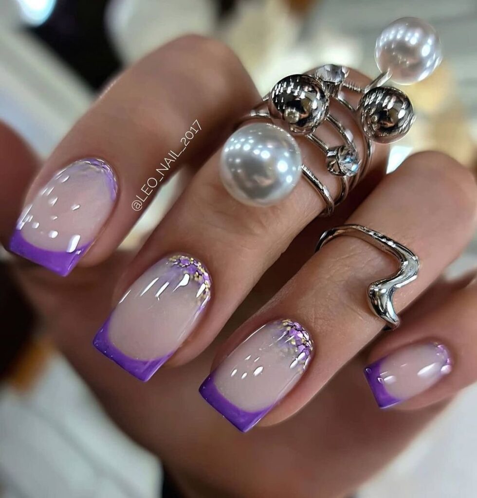 Цветной молочный френч Фиолетовый