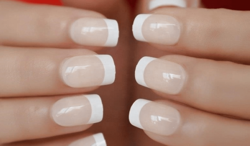 Молочный френч на разных формах ногтей Форма ногтей квадрат