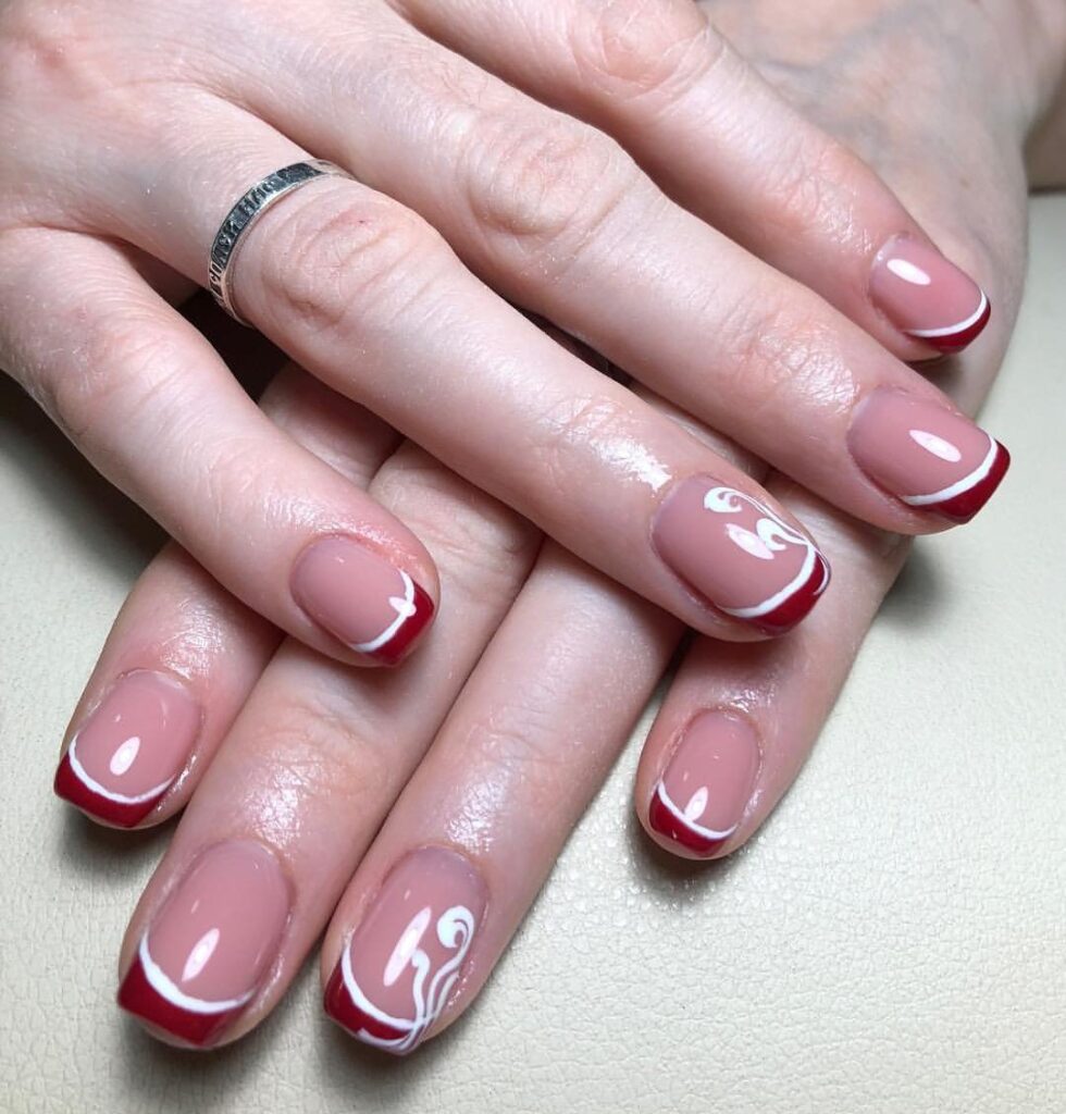 Цветной молочный френч Красный френч на молочном геле