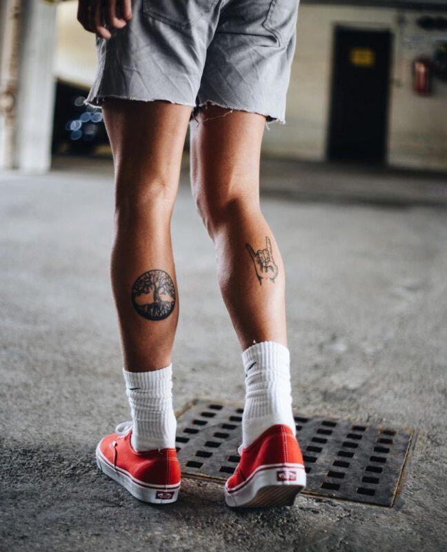 Эскизы тату для мужчин на разных частях тела На ноге
