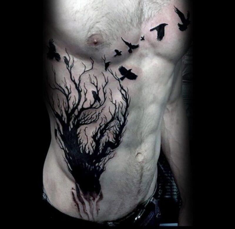 Эскизы тату для мужчин на разных частях тела На рёбрах