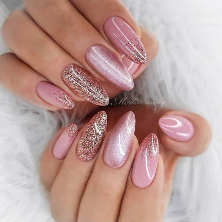 Нежный маникюр с дизайном Кошачий глаз 