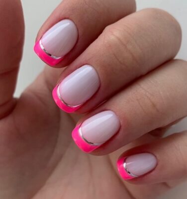 Цветной молочный френч Розовый