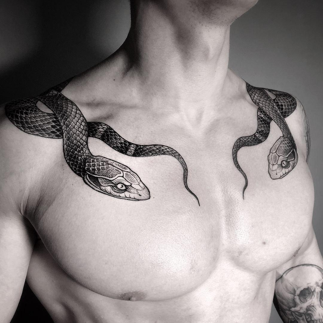 Крутые и современные эскизы мужских татуировок в 2023 С животными