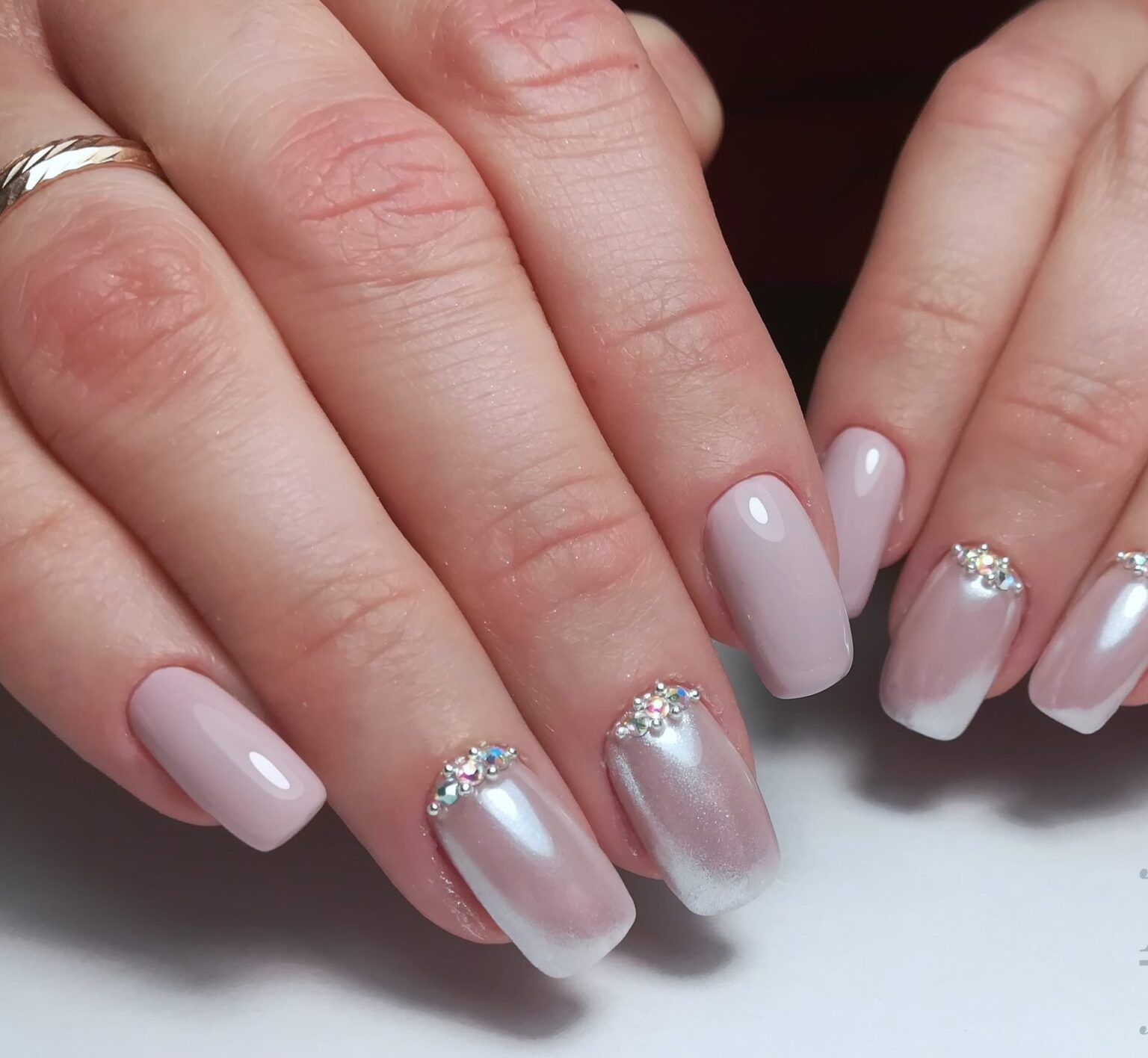 Цветной молочный френч Серебристый