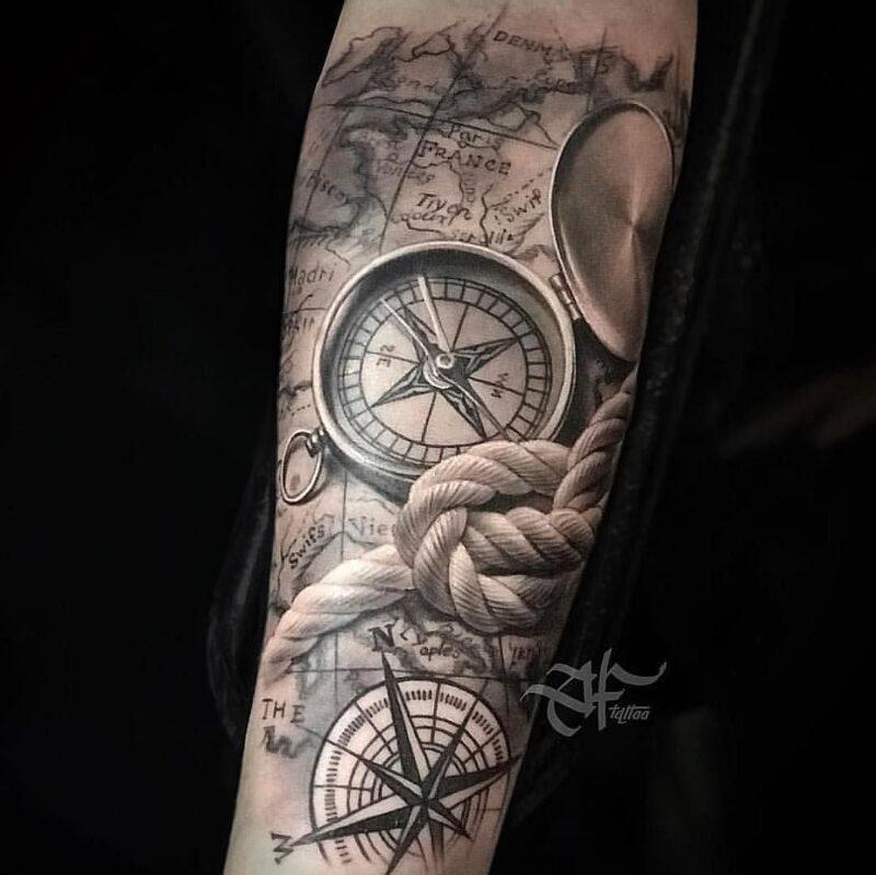 Эскизы мужских татуировок со смыслом Татуировка с компасом