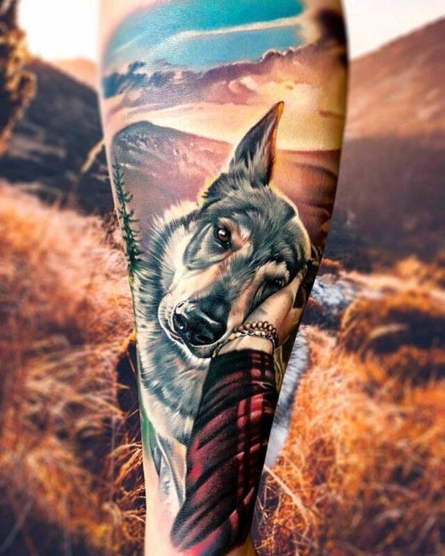 Эскизы мужских татуировок со смыслом Волк